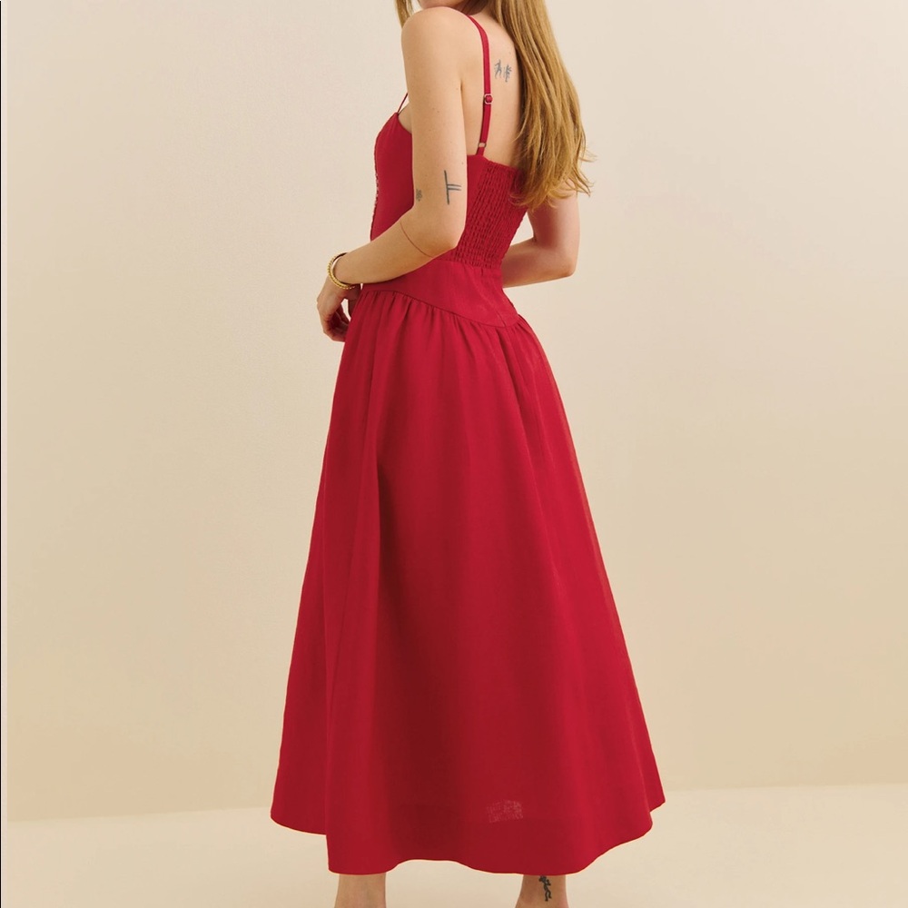 “💖Sale” Reformation Katarin Linen Dress - Lipstick - Picture 2 of 6